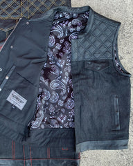 Unik International Mens Denim / Leather Club Vest