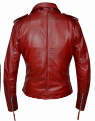 Unik International Ladies Red Leather Jacket