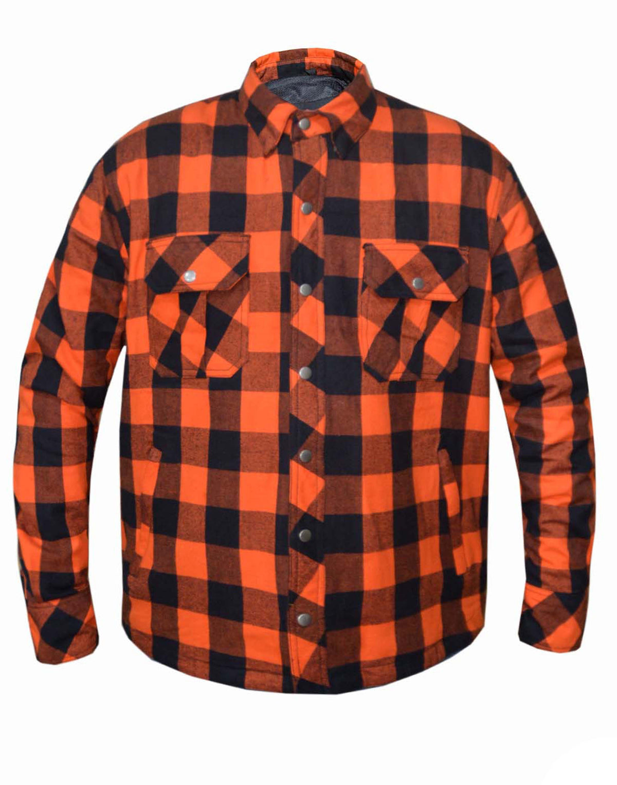 Unik International Mens Black and Orange Flannel Shirt
