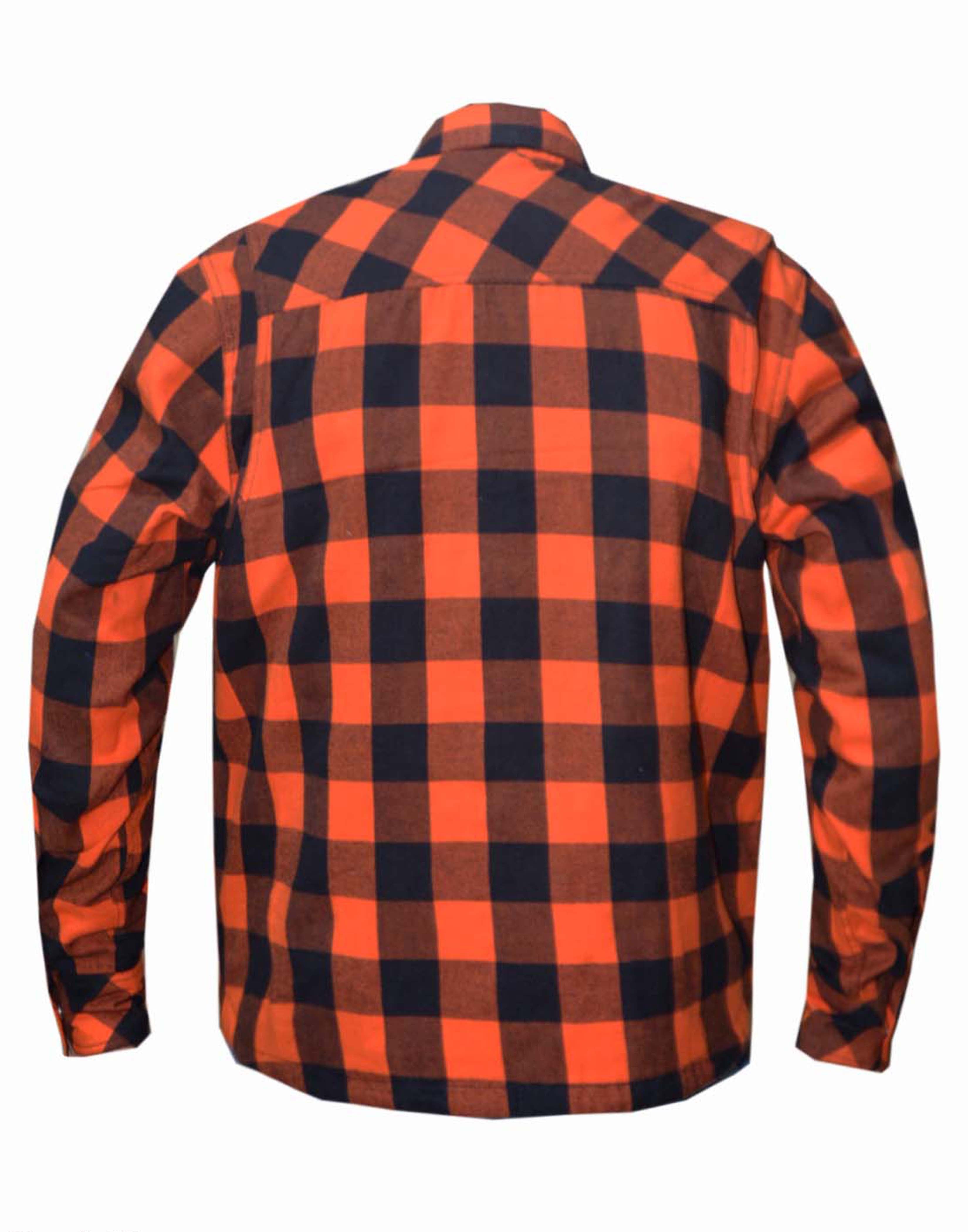 Unik International Mens Black and Orange Flannel Shirt