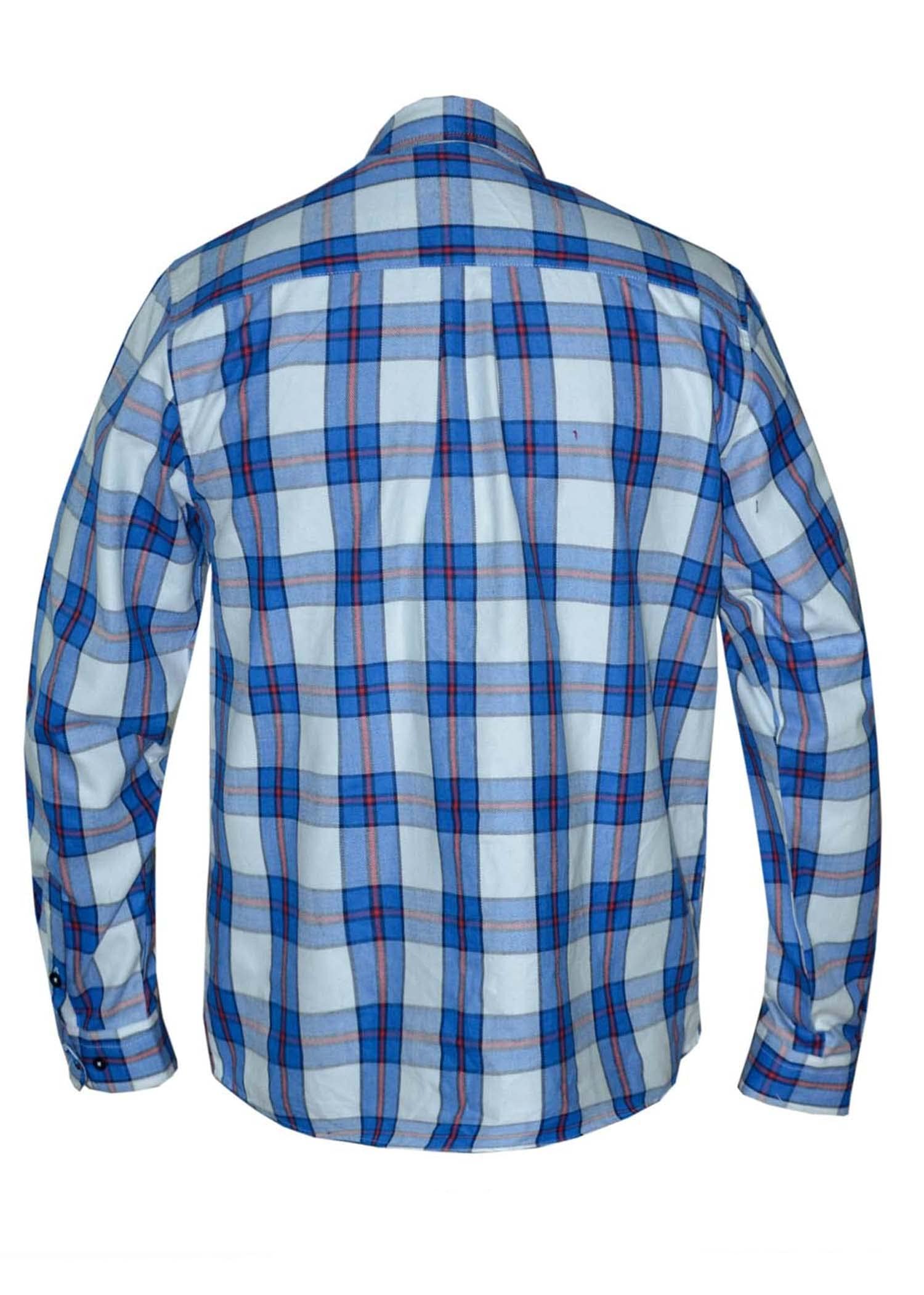 Unik International Mens Blue and White Flannel Shirt