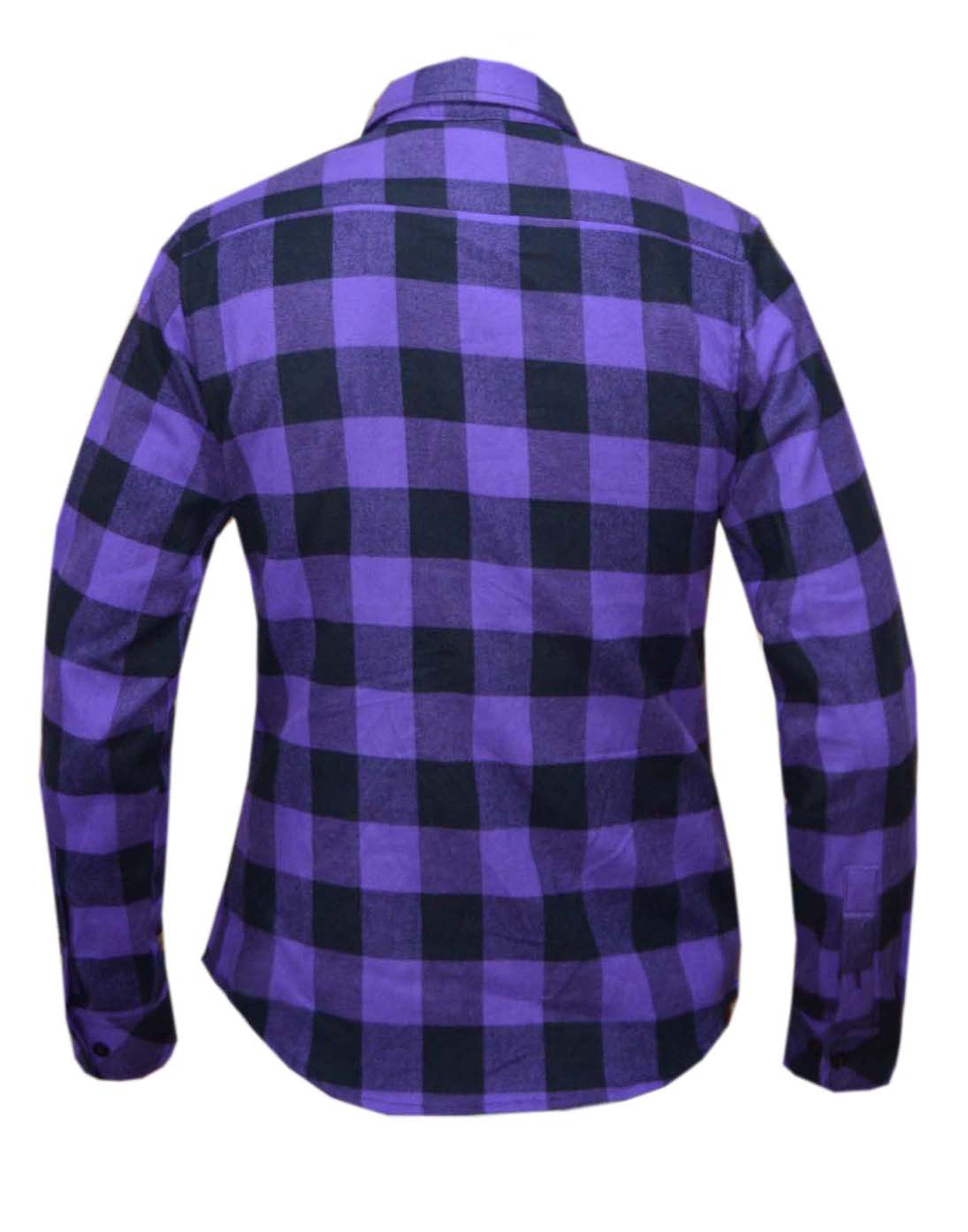 Unik International Ladies Black and Purple Flannel Shirt