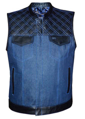 Unik International Mens Denim / Leather Club Vest