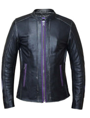 Unik International Ladies Purple Wing Leather Jacket