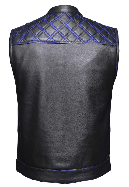 Unik International Mens Blue Diamond Stitch Club Vest - Flyclothing LLC
