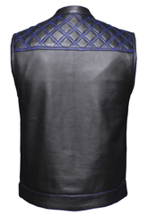 Unik International Mens Blue Diamond Stitch Club Vest - Flyclothing LLC