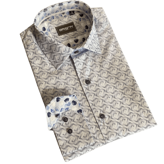 Gravity Homme Men's Long Sleeve Button Down / Zone Sky C7 - Gravity Homme