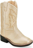 Old West Shiny Cream Toddler Toe Boots - Old West
