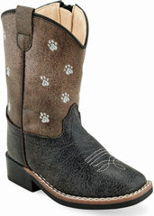 Old West Black Crackle Brown Crackle Toddler Toe Boots - Flyclothing LLC