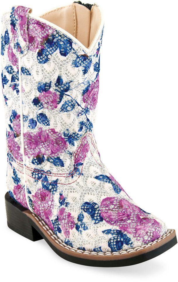 Old West Flower Print Toddler Toe Boots - Old West
