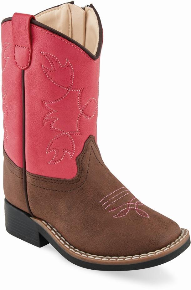 Old West Brown Pink Toddler Toe Boots - Flyclothing LLC