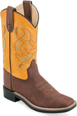 Old West Rust Cloudy Yellow Childrens Toe Boots - Flyclothing LLC