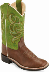 Old West Brown Cloudy Green Childrens Toe Boots - Flyclothing LLC