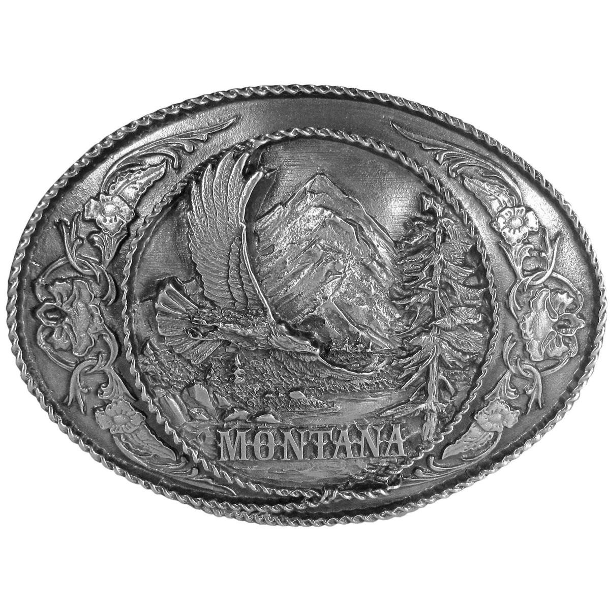 Montana with Western Scroll Antiqued Belt Buckle - Flyclothing LLC