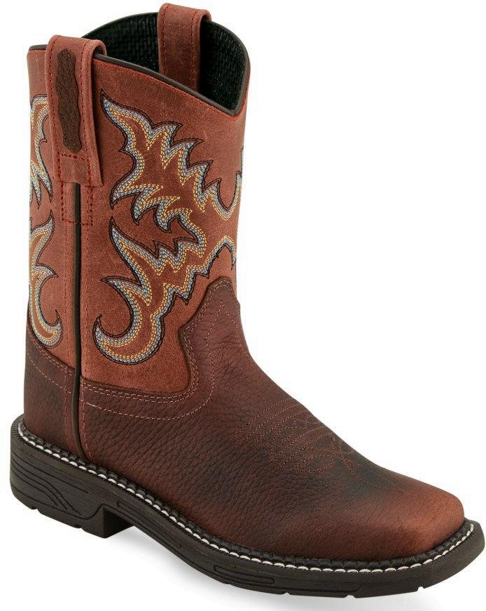 Old West Thunder Oiled Rust Waxy Youth Square Toe Boots - Flyclothing LLC