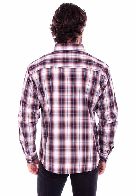 Scully Leather Western Scully Burgundy Worn Out's Plaid Shirt