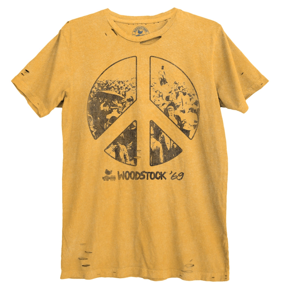 Woodstock Peace Sign Destroyed Unisex T-Shirt