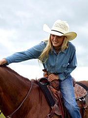 Ely Cattleman Women's Bleach Washed Denim Shirt - Ely Cattleman