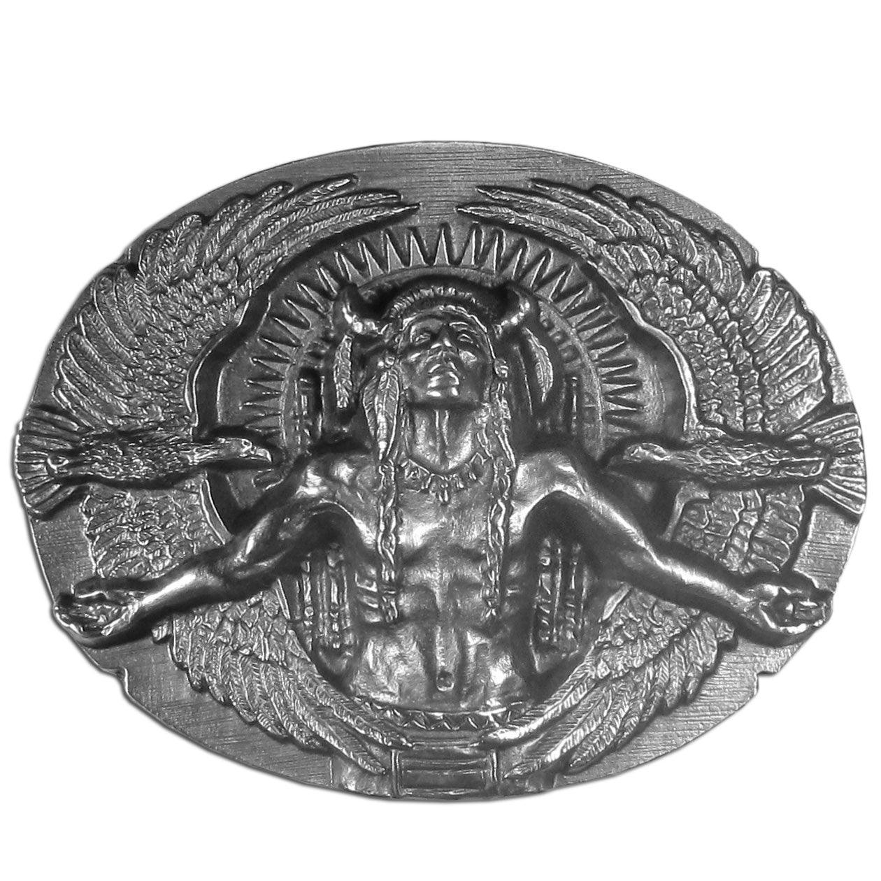 Indian and Eagles Antiqued Buckle - Flyclothing LLC
