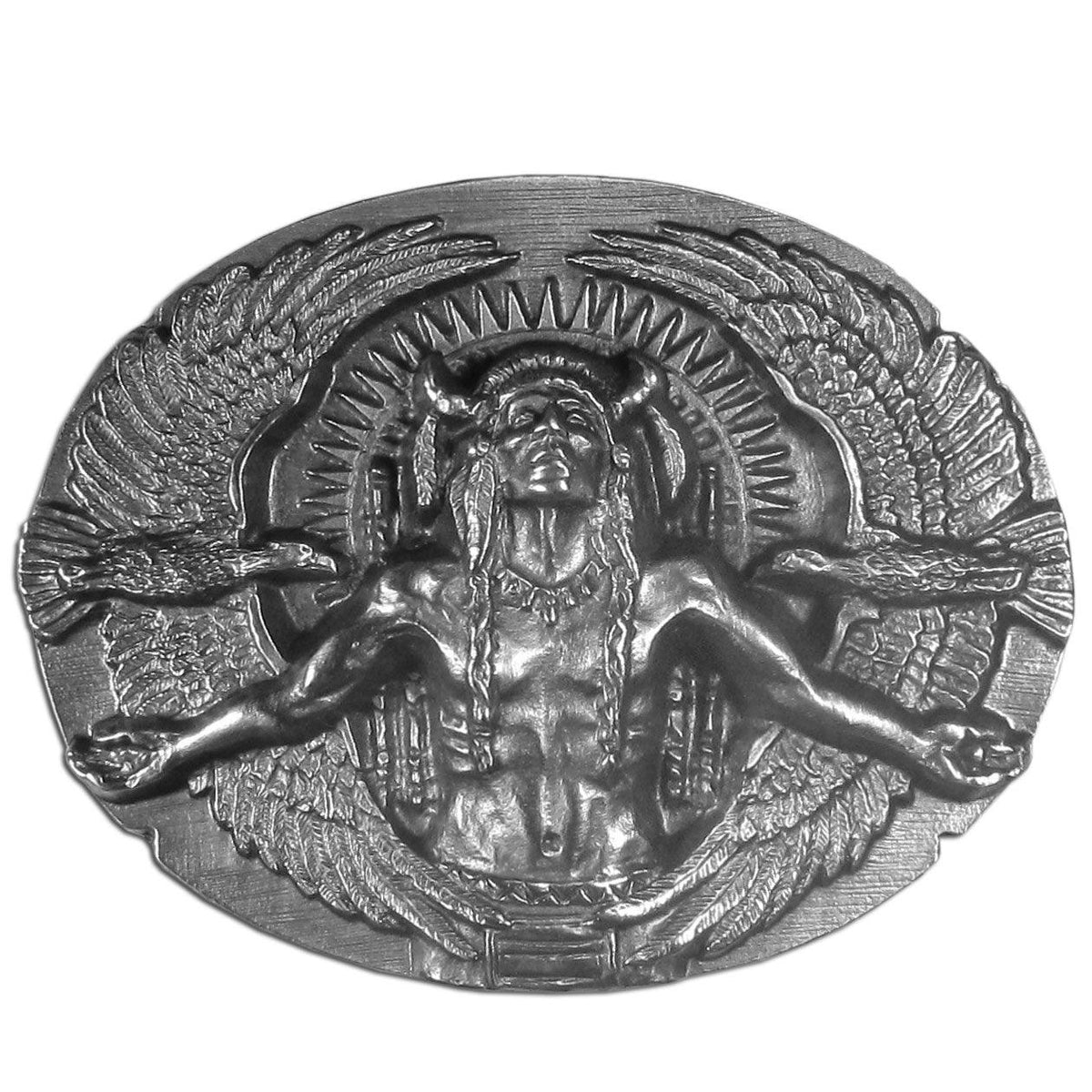 Indian and Eagles Antiqued Buckle - Flyclothing LLC