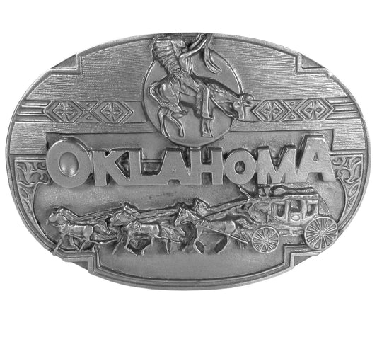 Oklahoma Antiqued Belt Buckle - Siskiyou Buckle