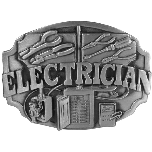 Electrician Antiqued Belt Buckle - Siskiyou Buckle