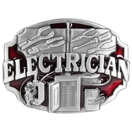 Electrician Enameled Belt Buckle - Siskiyou Buckle