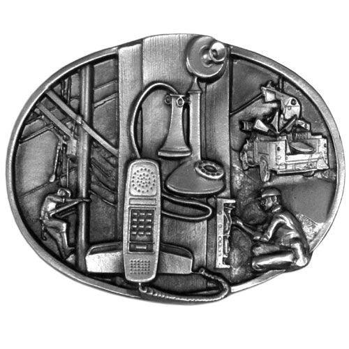 Telephone Worker Antiqued Belt Buckle - Flyclothing LLC