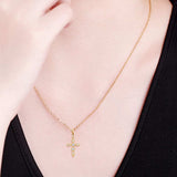925 Sterling Silver Moissanite Cross Pendant Necklace - Trendsi - Flyclothing LLC