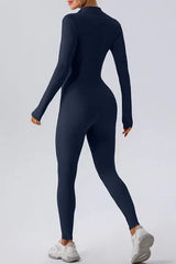 Half Zip Mock Neck Active Jumpsuit - Trendsi - Flyclothing LLC