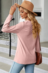 Notched Long Sleeve T-Shirt - Trendsi - Flyclothing LLC