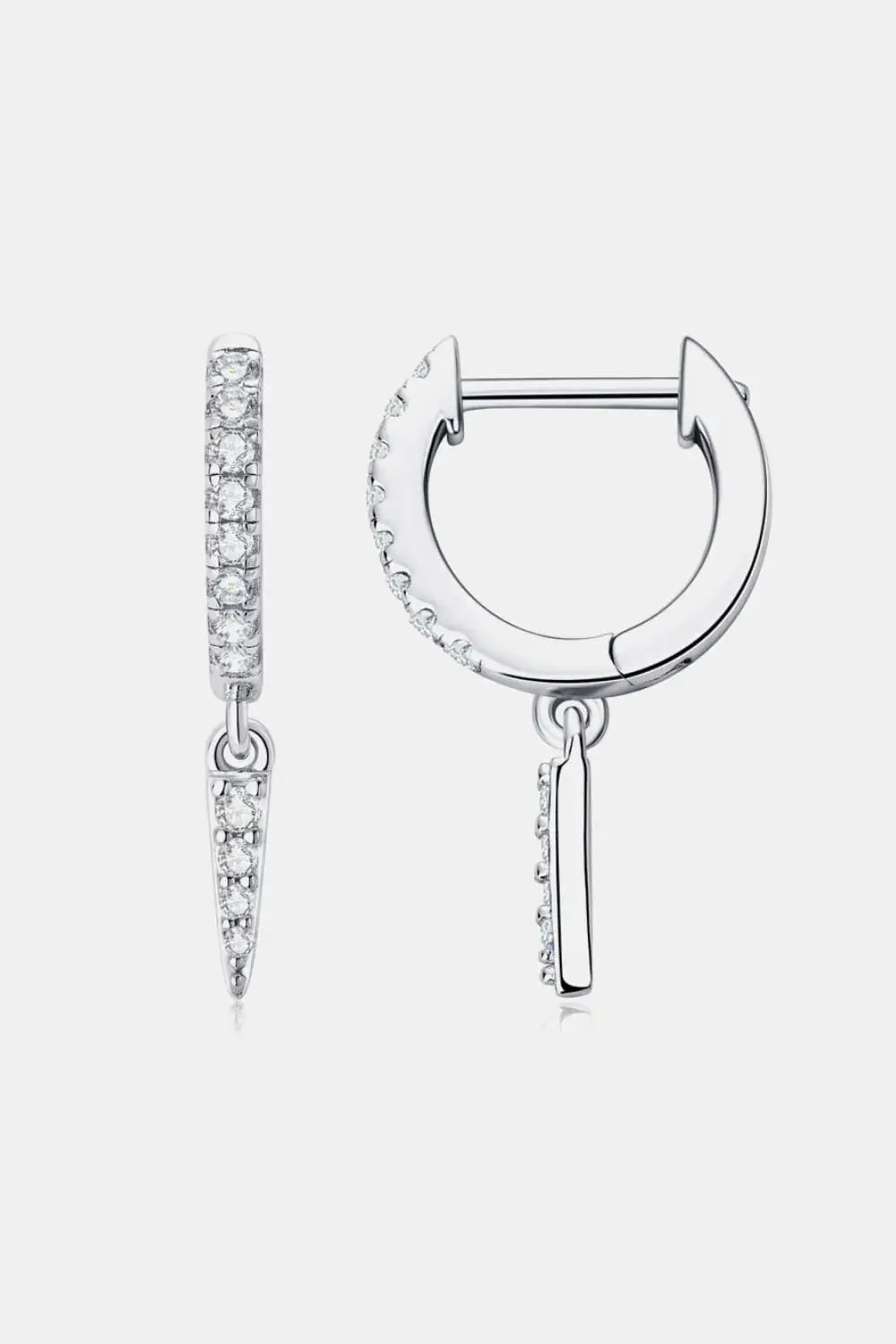 Moissanite 925 Sterling Silver Huggie Drop Earrings - Trendsi - Flyclothing LLC