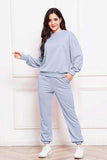Round Neck Long Sleeve Sweatshirt and Pants Set - Trendsi - Flyclothing LLC