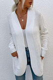 Open Front Rib-Knit Cardigan with Pockets - Trendsi