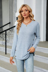 Round Neck Long Sleeve T-Shirt - Trendsi - Flyclothing LLC
