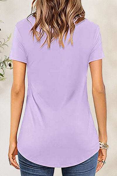 Crisscross Short Sleeve T-Shirt - Trendsi - Flyclothing LLC