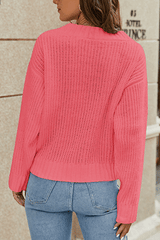 Surplice Neck Long Sleeve Sweater - Trendsi - Flyclothing LLC
