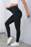 Crisscross Detail Wide Waistband Leggings - Trendsi - Flyclothing LLC