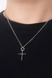 Moissanite Cross Pendant Platinum-Plated Necklace - Trendsi