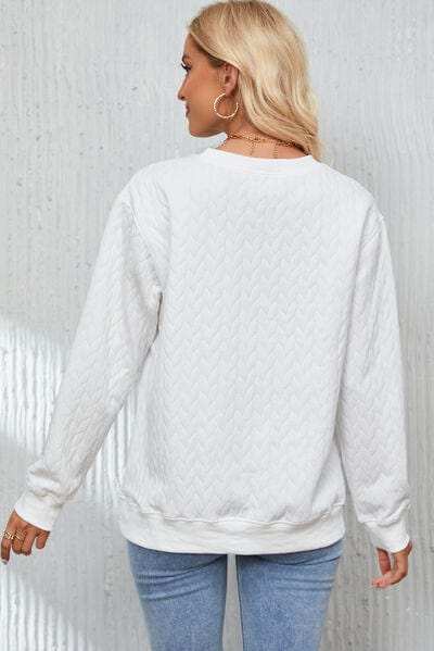 XOXO Heart Round Neck Dropped Shoulder Sweatshirt - Trendsi - Flyclothing LLC