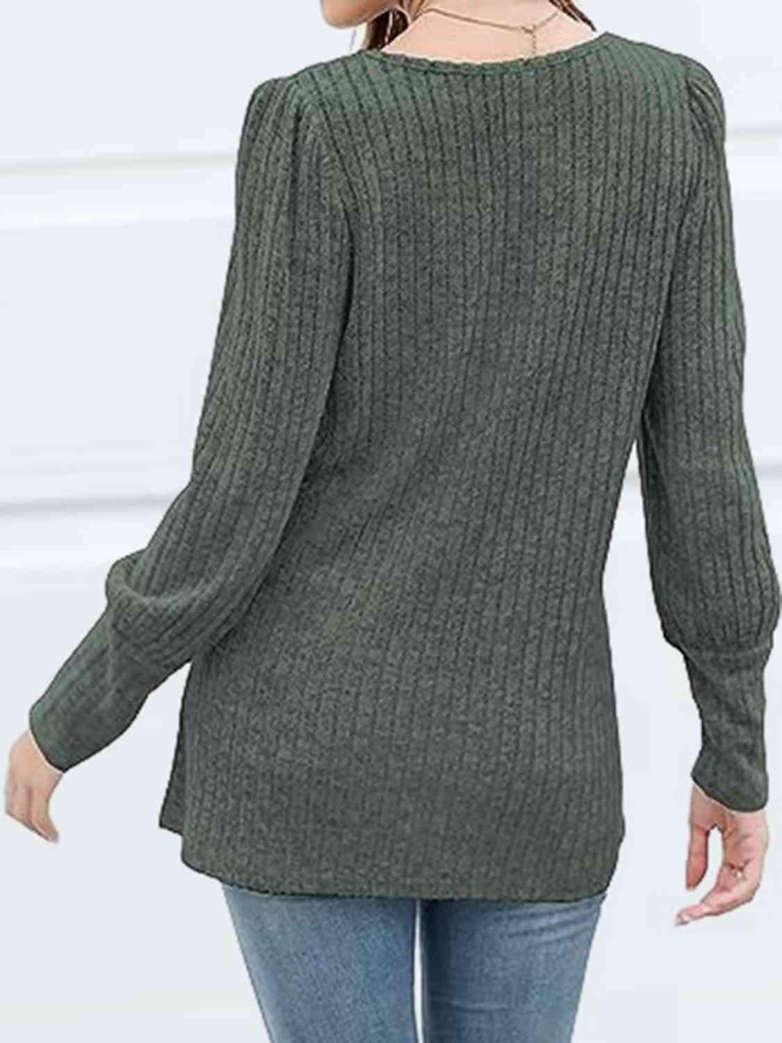 Decorative Button Square Neck Top - Trendsi - Flyclothing LLC
