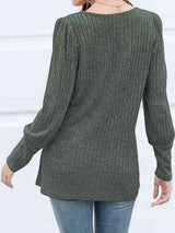Decorative Button Square Neck Top - Trendsi - Flyclothing LLC