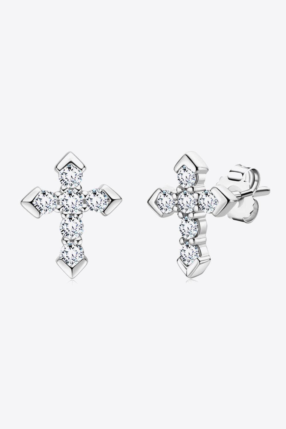 Moissanite Cross Stud Earrings - Flyclothing LLC