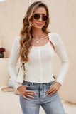 Scoop Neck Long Sleeve Knit Top - Trendsi - Flyclothing LLC
