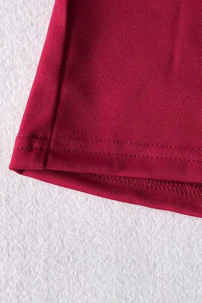 Mock Neck Tie-Waist Half Sleeve Jumpsuit - Trendsi - Flyclothing LLC