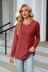 Round Neck Long Sleeve T-Shirt - Trendsi