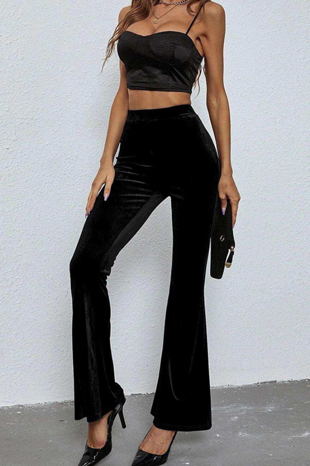 High Waist Flare Leg Pants - Trendsi - Flyclothing LLC
