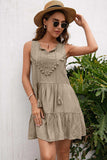 Tassel Tie Lace Trim Sleeveless Dress - Trendsi - Flyclothing LLC
