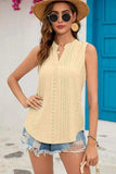 Eyelet Notched Sleeveless Top - Trendsi - Flyclothing LLC