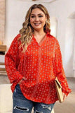 Plus Size Printed Johnny Collar Long Sleeve Blouse - Trendsi - Flyclothing LLC